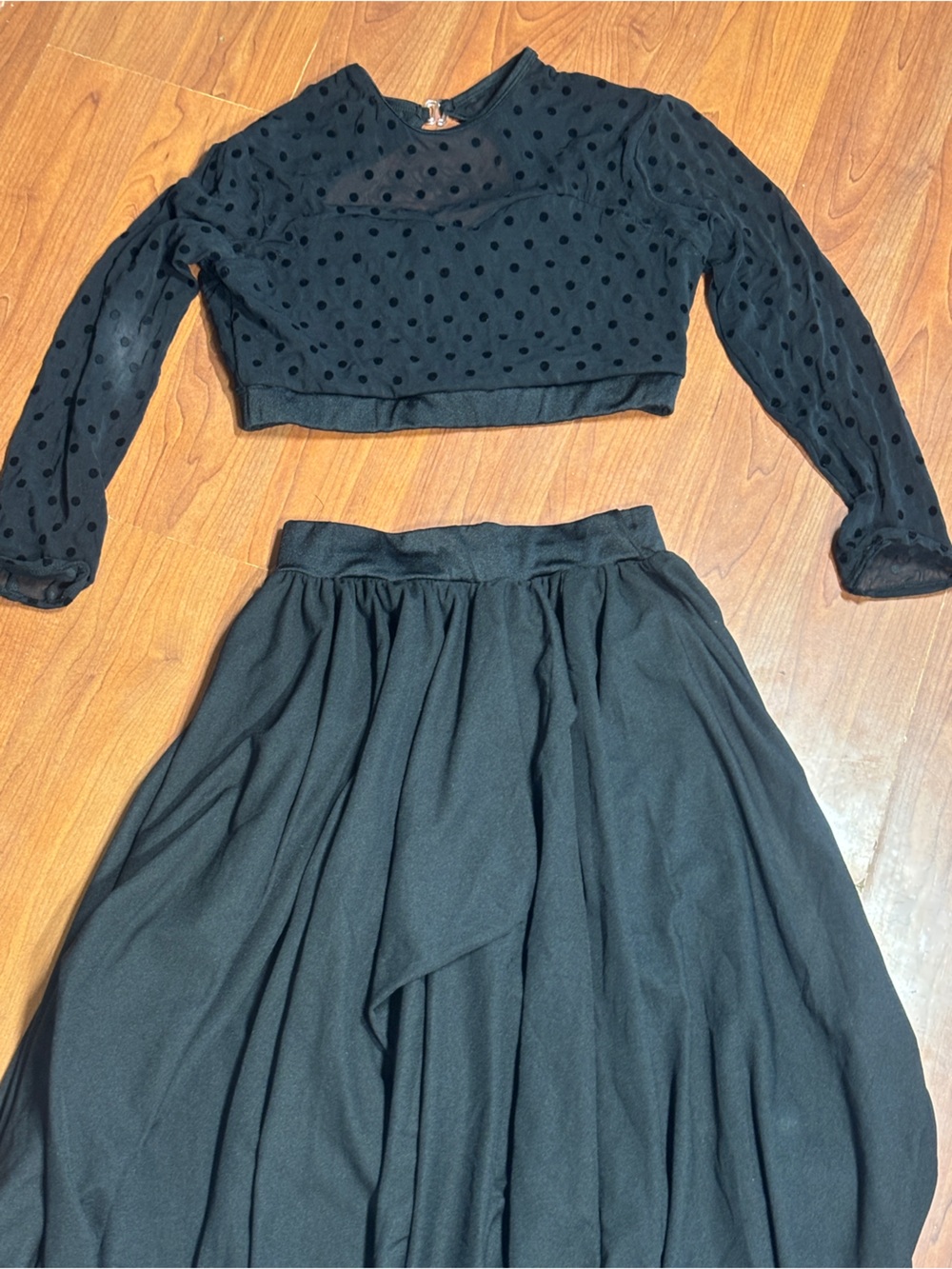 Black Sheer Polka Dot Long Sleeve Women’s Top